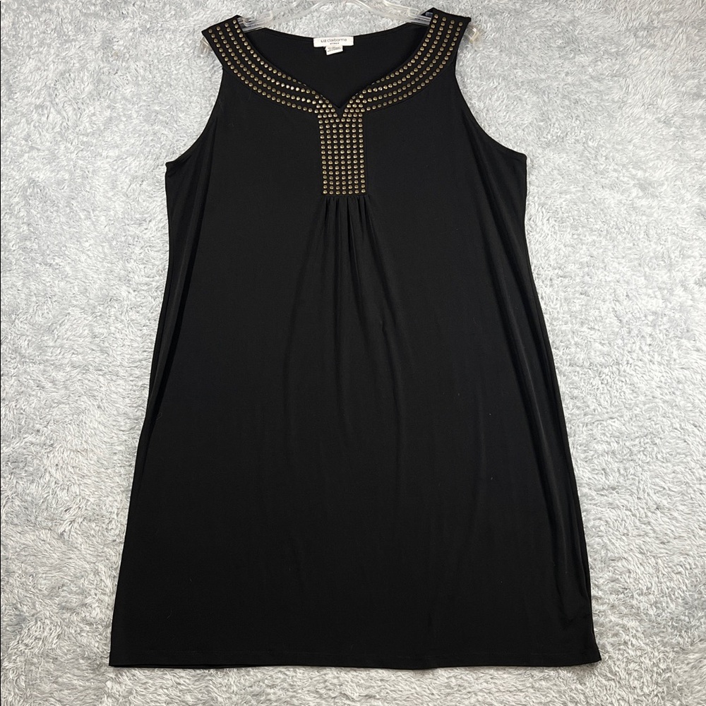 Liz Claiborne Black Mini Dress with Gold Detailing